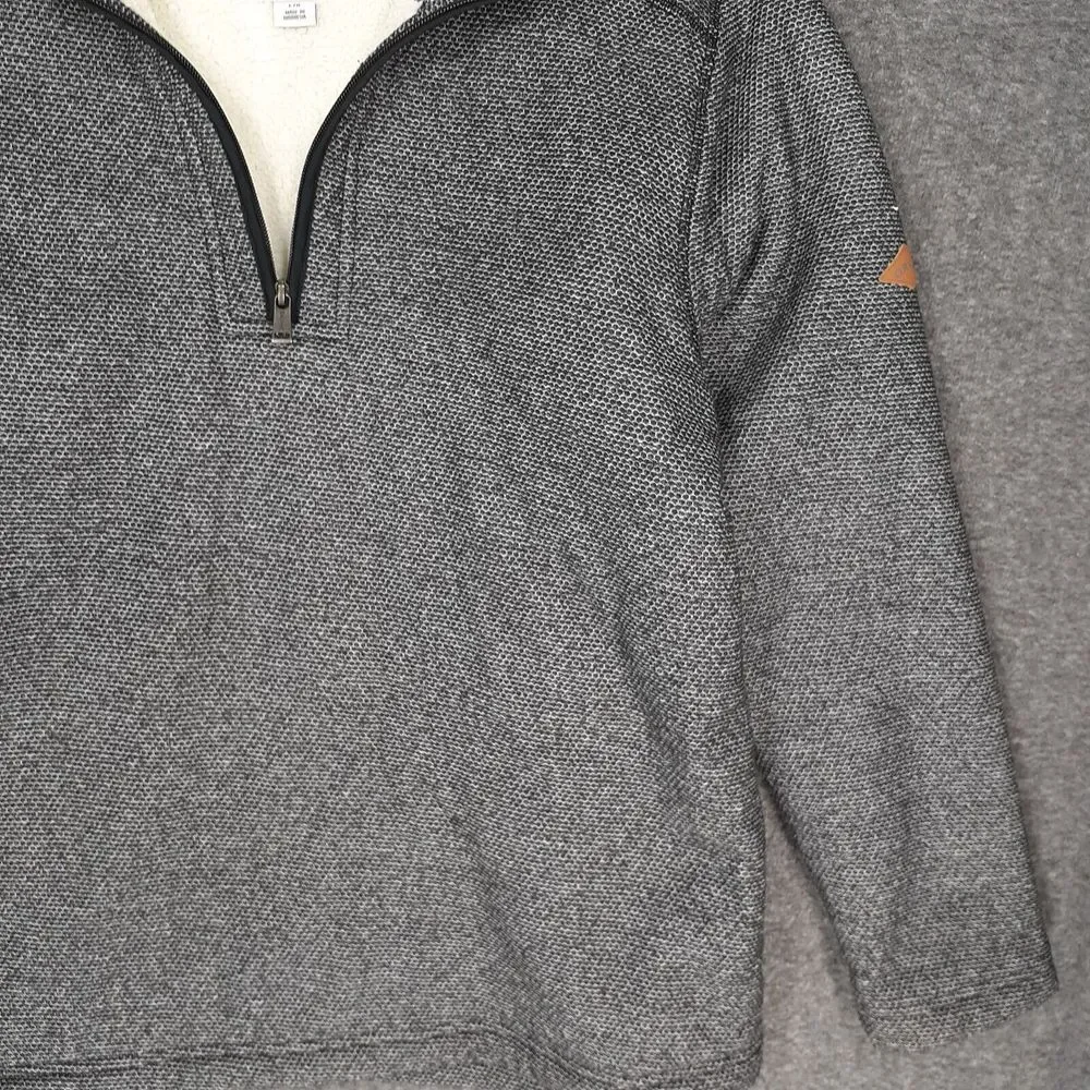 Orvis 1/4 Zip Pullover sweater Adult L‎ black gray Sherpa Lined mens casual